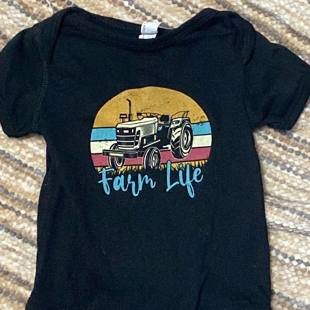 Rabbit Skins Farm Life Tractor Baby Boy Onesie 12 Months